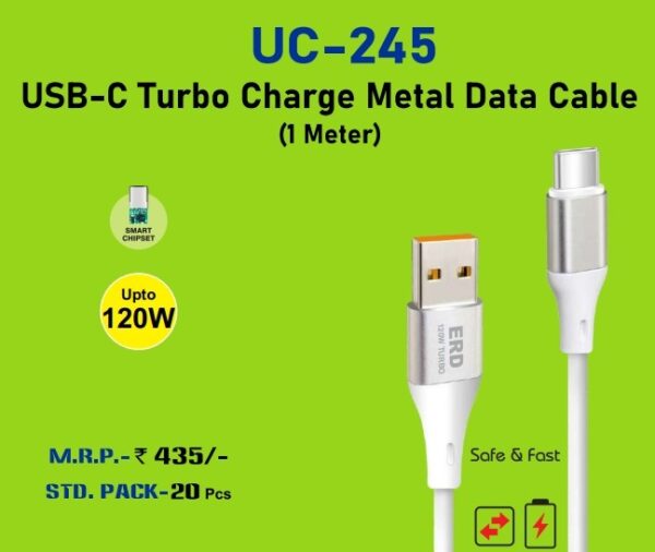 ERD USB-C UC-245 Turbo Charge Metal Cable 120W (1M)