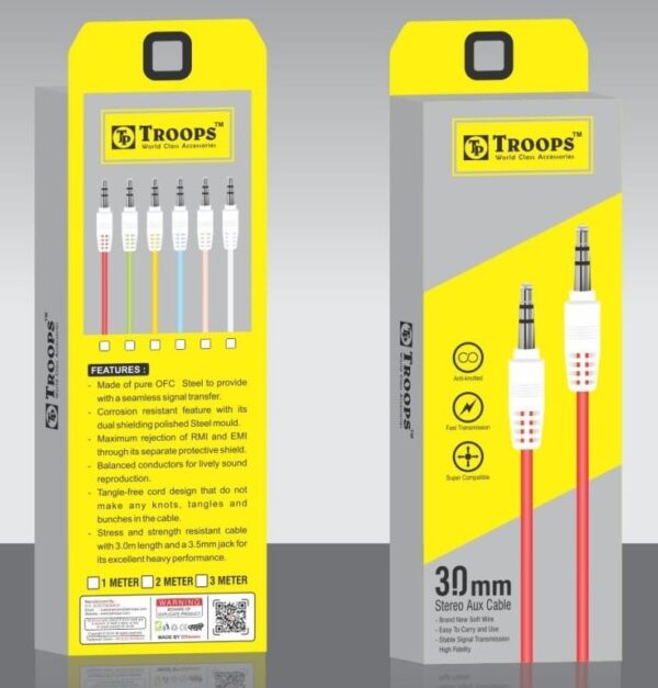 Troops TP-2044 Aux 3Mtr PVC Colours Cables