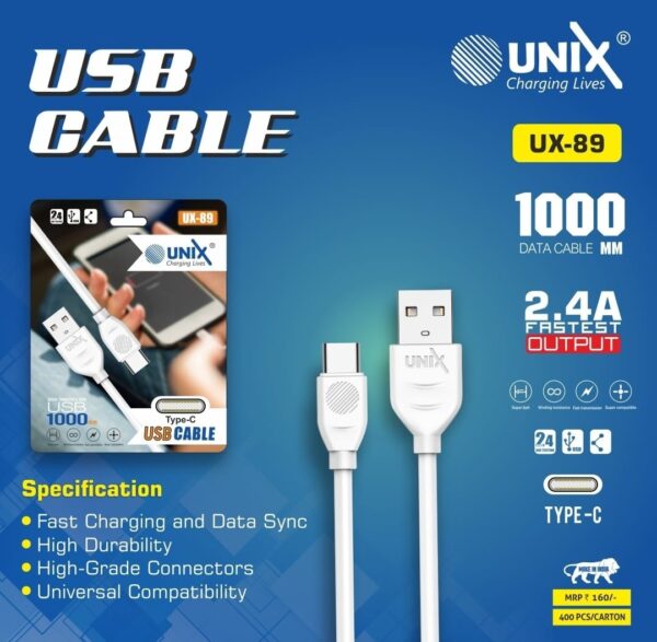UNIX UX-89 2.4Amp 1000mm  Type C Fast Data cable