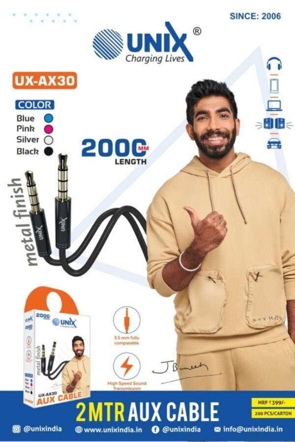 Unix UX-AX30 2Mtr Aux Cable