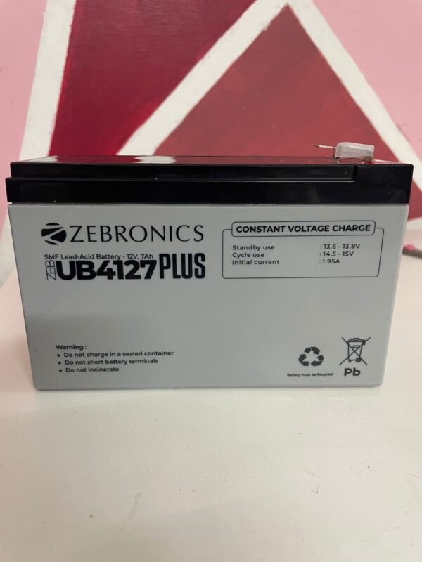 Zebronics ZEB-UB4127Plus (12V 7.2Ah) Maintenance Free Lead - Acid Battery(UPS BAttery)
